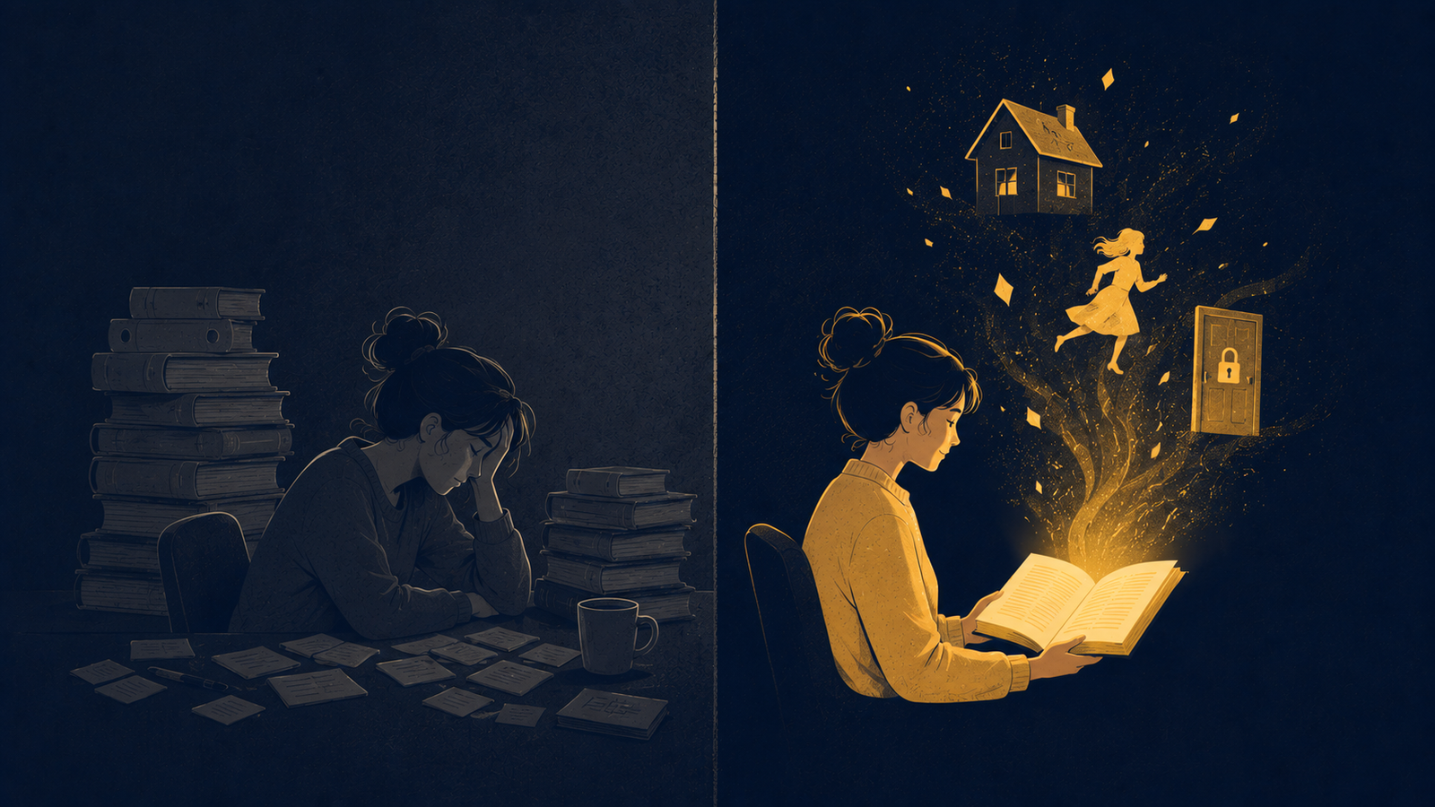 A person reading an easy graded reader book comfortably, illustrating extensive reading