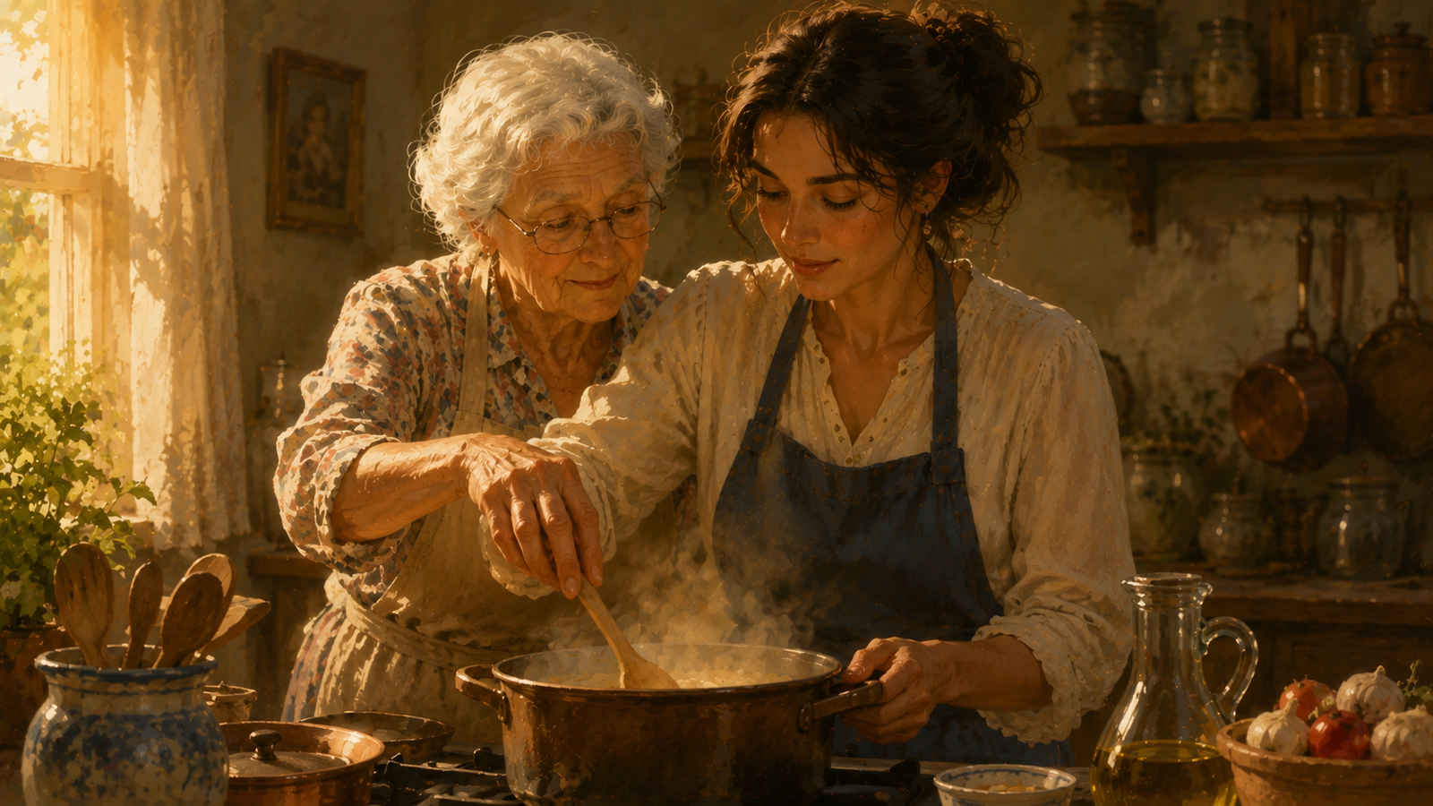 Dalia and her mother cooking together on a Sunday afternoon