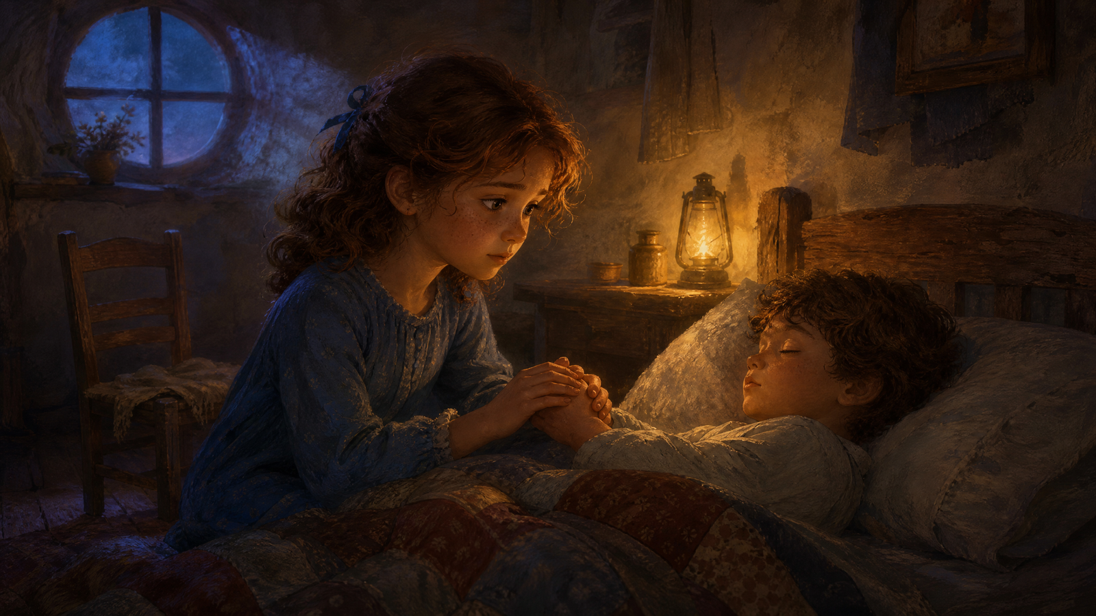 Old Marta telling Yara about the mysterious market that appears before sunrise